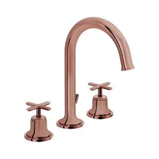 VitrA Origin Classic Zweigriff-Waschtischarmatur mit Ablaufgarnitur 3-Loch-Montage Kupfer,A4289229 A4289229
