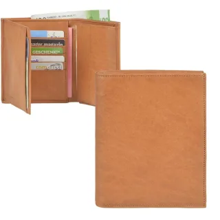 Herren Geldbörse Hochformat Leder naturbraun 10x13cm | Sonnenleder Donau. Ein klassischer Organizer für Karten & Dokumente in edler Verarbeitung.