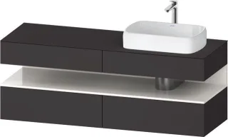 Duravit Qatego Konsolenwaschtischunterbau wandhängend Graphit Supermatt 1600x550x600 mm - QA47780228 QA4778022800010