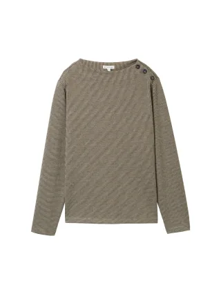 Tom Tailor - Sweatshirt mit Knopfleiste cargo beige mini pepita - Gr. - S