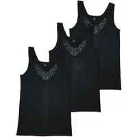 Toker Collection® Achselhemd Damen Unterhemd vollachsel 3er Pack, schwarz (Packung, 3er-Pack) aus reiner Baumwolle