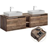 Lomadox Badmöbel-Set PUEBLA-56, (Spar-Set, 6-St), Vintage Oak 180,4/59,5/46 cm