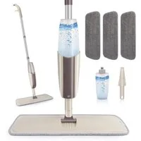 HUGERSTONE Sprühwischer Nasswischer Bodenwischer, Wischmopp mit Sprühfunktion (mit 3 Waschbaren Mikrofaser Pads für alle Böden) 360 Grad Rotierender Wischmopp Spray Mop