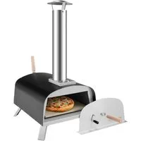 COSTWAY Pizzaofen, inkl. Pizzaschieber & Pizzastein, Holz, bis zu 450 °C