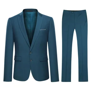 2-teiliger Slim Fit Anzug mit zwei Knöpfen für Herren in Stahlblau