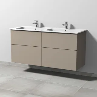 Sanipa 3way Waschtischunterbau zu Duravit ME by Starck Waschtisch mit 4 Auszügen, Sandgrau-Matt SF72867