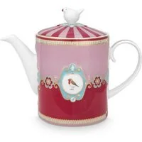 PiP Studio Teekanne Love Birds Medallion Teekanne rot/pink 1,3l, Teapot Love Birds Medallion Red-Pink 1.3ltr