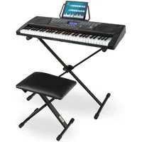 McGrey Home-Keyboard LK-6150 - Einsteiger-Keyboard mit 61 Leuchttasten (Spar-Set, 3-St., inkl. Ständer, Keyboardbank und Notenhalter), 255 Sounds und Rhythmen - integrierter MP3-Player & Lernfunktionen