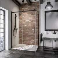 Schulte Eckdusche Alexa Style 2.0, BxT: 120x80 cm, Sicherheitsglas, schwarz Schiebetür Seitenwand 200 cm