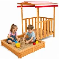 Mucola Sandkasten Sandkasten Sandkiste Holz Dach Sandbox Plane Kinder Spielhaus Sitzbank, (Stück, Sandkasten), Bereits imprägniert (biologisch unbedenklich)
