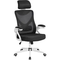 Yaheetech Drehstuhl Bequemer Bürostuhl Ergonomischer Schreibtischstuhl, Arbeitsstuhl mit Hochklappbaren Armlehnen & Verstellbarer Kopfstütze