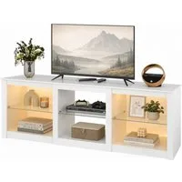 WLIVE Lowboard TV-Schrank mit RGB-LED (22 Modi), 3 offene Fächer & verstellbare (Länge 166 cm, Weiß, TV Board für 55/60/ 65/70/75/Zoll Fernseher), 166 x 39 x 56 cm, modern & stabil