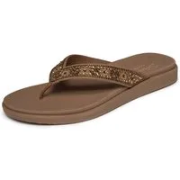 Skechers MEDITATION LUXE Zehentrenner Sommerschuh, Strandschuh, Urlaubsschuh mit Glitzersteine