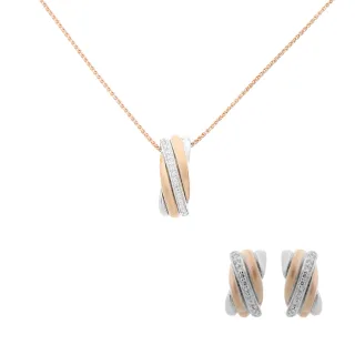 Orphelia 'Joline' Damen 925 Sterling Silber Set: Kettenanhänger + Ohrringe - Silber/Rosé SET-7118