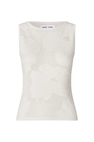 samsøe & samsøe - Stricktop mit Jacquardmuster beige/weiß - Gr. - L