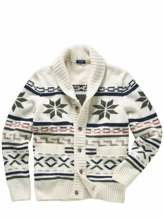 St. James Herren Strickjacke Sion Beige 100 % Wolle
