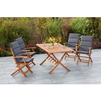 MERXX Garten-Essgruppe Comodoro, (5-tlg), 4 Klappsessel mit ausziehbarem Tisch