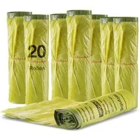 BigDean Müllbeutel 20 Rollen (260 Säcke) 90 L HDPE Gelb ca. 60x87 cm plus 5cm Umschlag, Zubehör für Recycling, Reißfest, Mit Zugband, 90L