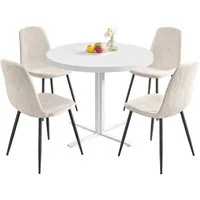 VASAGLE Essgruppe Runder Tisch mit Esszimmerstühlen, Essgruppe, (5-tlg), Küchentisch 80x80x74.8cm, 4 Esszimmerstühlen je 55 x 43,5 x 85,5 cm