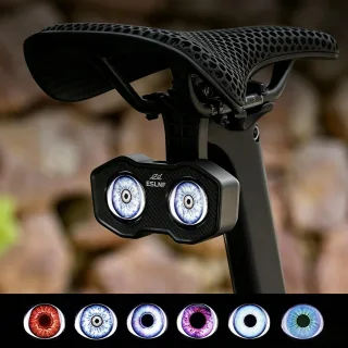 ESLNF Dual Beam Bicycle Taillight 6 Modes Intelligent Brake MTB Road Bike Rear Light Auto 1200mAh Tail Light Battery Pow