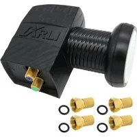 ARLI 1x UHD Twin LNB + 4 F Stecker vergoldet Universal-Twin-LNB (für 2 Teilnehmer, 2 Fach Teilnehmer Receiver Gold Anschluss Lmb Anlage)