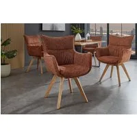 riess-ambiente Drehstuhl VOGUE rost braun/natur - Strukturstoff, Eiche, 360° drehbar, Armlehne (Einzelartikel, 1 St), moderner Polsterstuhl - ideal für Ess-, Arbeits-, Wohnzimmer & Büro
