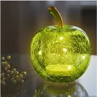 Spetebo LED Dekoobjekt, Ein-/Ausschalter, Timer, LED fest verbaut, warm weiß, Deko Frucht aus Crackle Glas beleuchtet Batterie betrieben