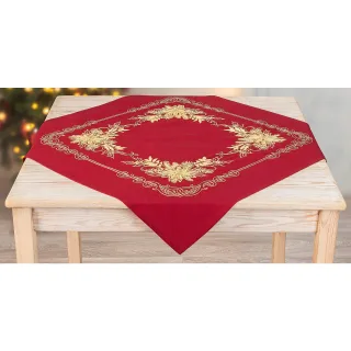 Stickmitteldecke "Weihnachtsstern rot/gold"
