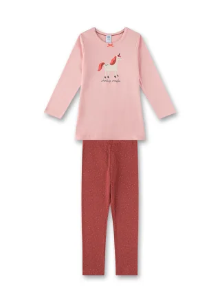 Sanetta - Pyjama long, uni w. motif powder pink - Gr. - 104