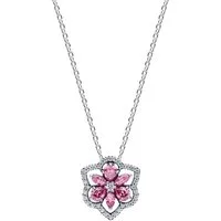 Pandora Kette mit Anhänger 394576C01-45, Blume, Rosa, Zirkonia