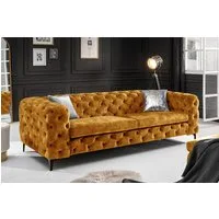 riess-ambiente 3-Sitzer MODERN BAROCK 235cm senfgelb · 3-Sitzer Couch aus Samt mit Federkern, Einzelartikel 1 Teile, Wohnzimmer · Sofa · Taschenfederkern · Chesterfield · Ziersteppung