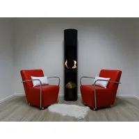 SRM Design Echtfeuer-Dekokamin Ethanol & Gelkamin Gel Kamin Modell Hightower XL Schwarz mit Holzfach