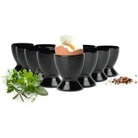 Sendez Eierbecher 6 schwarze Eierbecher aus Glas Eierständer Eierhalter Glaseierbecher