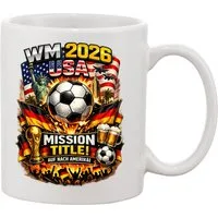 Blondie & Brownie Tasse Fußball WM 2026 USA Deutschland Tasse Fanmotiv Keramik Alltag, 1-tlg., Keramik, WM 2026 Fan Tasse Fußball USA