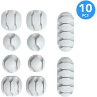 EAZY CASE Kabelführung 10x Kabelmanagement Mix Set, Clips Kabelmanager Kabel Fixierung Kabel Organizer Schreibtisch Weiß