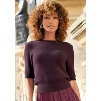 LASCANA Kurzarmpullover mit figurnahem Schnitt aus weichem Strick Sommerpullover, flauschiger Strickpullover, Basicpullover, Halbarm