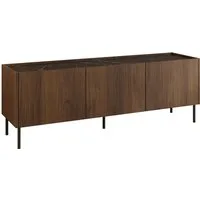 MIRJAN24 TV-Schrank Tewos 144 (mit drei Drehtüren) Schwarze Metallfüße, 144x37x50 cm