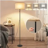 Nettlife LED Stehlampe Vintage Lampenschirm Dimmbar Wohnzimmer Beige mit Seilzugschalter, mit Seilzugschalter, LED fest integriert, Farbwechsler, Retro Leselampe für Schlafzimmer Esszimmer Büro