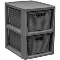 BranQ Badregal 1727, Rattan Regal Korbregal Badregal mit 2 Körben