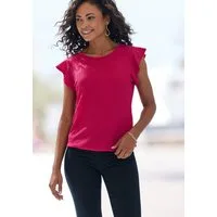 LASCANA T-Shirt mit modischer Struktur Sommerliches T-Shirt aus bügelfreie Polyester-Qualität
