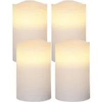 MARELIDA LED-Kerze LED Kerzenset May Echtwachs flackernd Timer H: 12,5cm - weiß - 4er Set (4-tlg)