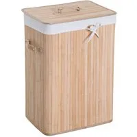 HOMCOM Wäschekorb (Wäschekorb, 1 St., Wäschebox), Bambus, faltbar, 72L, Natur, 40 x 30 x 60 cm