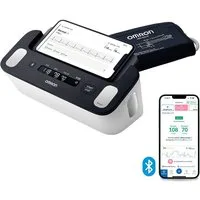 Omron Oberarm-Blutdruckmessgerät Complete mit EKG-Funktion, Vorhofflimmern (AFib)-Screening & App, Einfache, genaue und präzise Blutdruckmessungen und EKG zu Hause