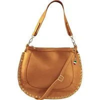 FLORENCE Schultertasche Florence Umhängetasche Damen Satteltasche (Schultertasche), Damen Schultertasche, Umhängetasche Leder, tan,braun ca. 36cmxca. 29cm