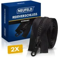 NEUFELD Reißverschluss Schwarz I 2er Vorteilspack für Jacken, Taschen & Bettwäsche, 2er Vorteilspack Leichtgängiger Zipper Kein Verhaken Stabiler Halt
