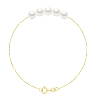 Armband – 5 echte Süßwasser-Zuchtperlen rund 6–7 mm