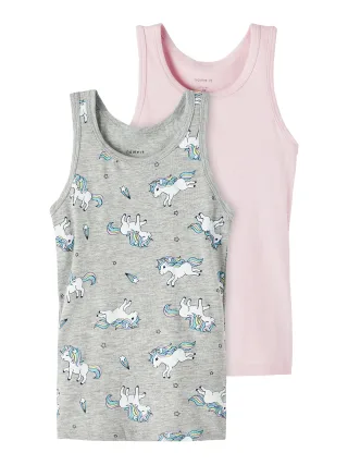 NAME IT - NMFTANK TOP 2P GREY MELANGE UNICORN NOOS grey melange - Gr. - 86