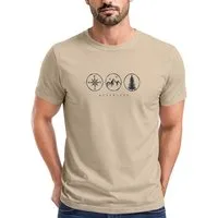 Neverless Print-Shirt Herren T-Shirt Outdoor Symbole - Kompass Berge Wald - Statement mit Print