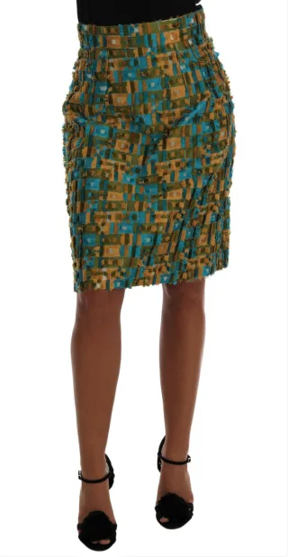 Jupe fourreau droite en jacquard multicolore Dolce & Gabbana pour femme