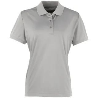 Premier Damen Coolchecker Piqué Polo-Shirt / Polohemd, Kurzarm (Silber)